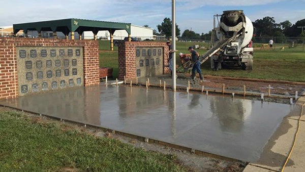 BEAUTIFICATION EFFORTS: Thursday, concrete was poured at the Poplarville High School football field. This was made possible by the Poplarville School District PTO and Booster Club.  Photo submitted  