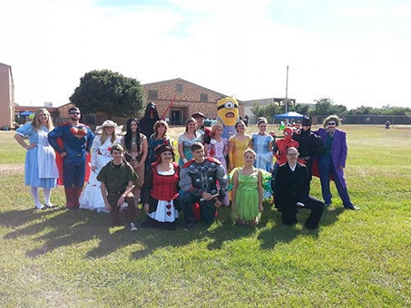 COSTUME PARTY: Poplarville band members pose while wearing their costumes during last year’s event. Submitted photo.