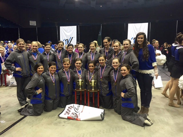 STATE CHAMPS: Fourteen of PRC High School’s Blue Angels participated in the MHSAA Dance Team Competition in Jackson on Dec. 18 and won first place in the pom and jazz categories. Photo submitted 