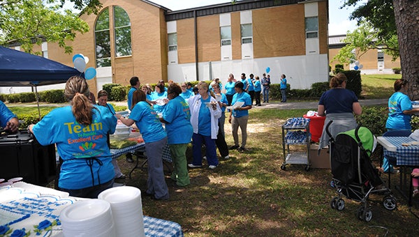 Appreciating Employees: Staff members of the Pearl River County Hospital and Nursing Home enjoy their employee appreciation lunch.  Photo by Cassandra Favre