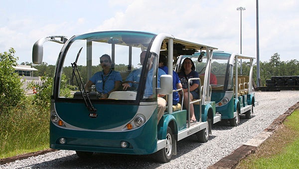 Tram tours for the Possum Walk Trail at the INFINITY Science Center are a fun and comfortable way to experience the historic trail.