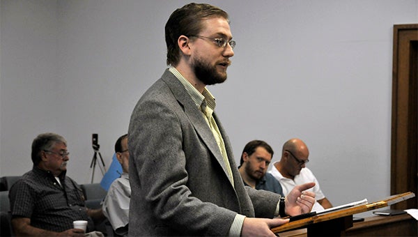 Tavish Kelly speaks to the Pearl River County Board of Supervisors on Monday concerning an independent audit of the former Chancery Clerk's files. Photo by Julia Arenstam 