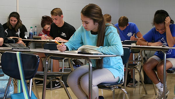 STUDY TIME: Pearl River Central High School students study in class. The results of statewide ACT results was released recently, showing that schools within Pearl River County are improving their scores. Photo by Taylor Welsh