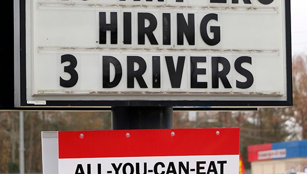 NOW HIRING: The unemployment rate in Pearl River County decreased between October and November. Some local businesses are currently hiring.  Photo by Jeremy Pittari